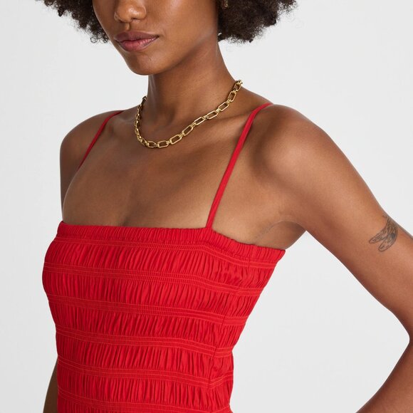 NWT Madewell Peony Smocked Maxi Dress Red Medium Petite - Picture 4 of 5